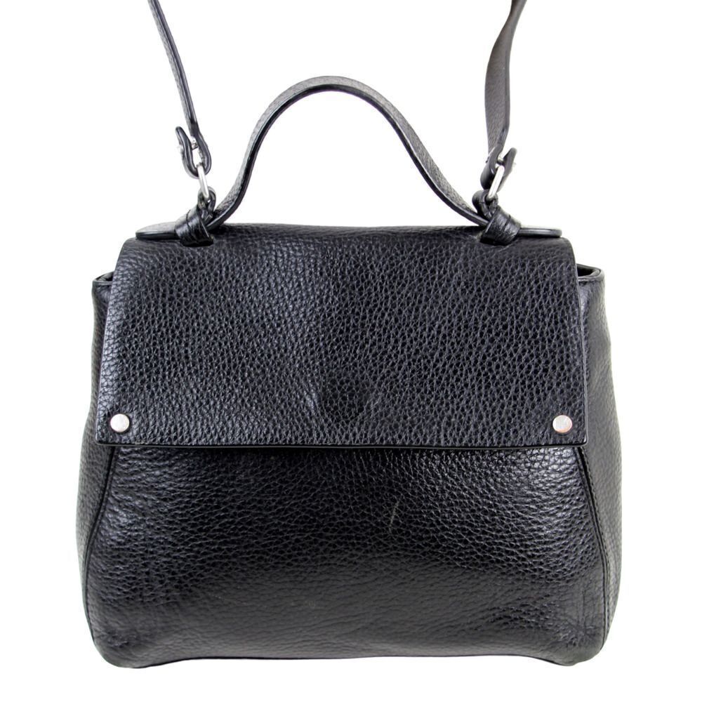 Treasure & Bond BLACK GENUINE LEATHER SHOULDER BAG X-BODY SATCHEL HANDBAG PURSE